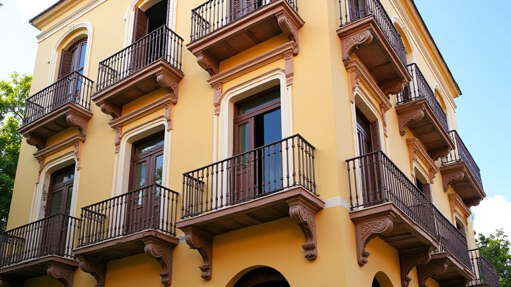 Fachada colonial de casona histórica en Ponce con arquitectura típica del siglo diecinueve, balcones decorativos y puertas de madera